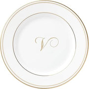 Lenox Federal Gold Script Monogram Dinnerware Bread/Butter Plate, V