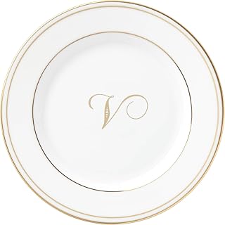 Lenox Federal Gold Script Monogram Dinnerware Bread/Butter Plate, V