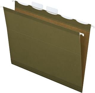 Pendaflex Ready-Tab Reinforced Hanging File Folders, Letter Size, Standard Green, 5 Tab, 20/BX (42890)