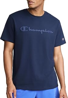 Champion Men's Graphic Short Sleeve T-Shirt, Standard Fit, Tonal Script Logo, Midweight 100% Cotton
