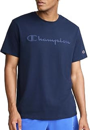 Champion Men's Graphic Short Sleeve T-Shirt, Standard Fit, Tonal Script Logo, Midweight 100% Cotton