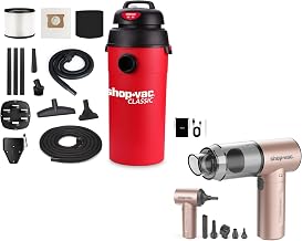 Shop-Vac 5 Gallon 5.5 Peak HP Wall Mountable Wet/Dry Vacuum and S4 Handheld Car Vacuum Cleaner Cordless (Champagne)