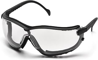 Pyramex V2G Safety Glasses, Black Frame/Amber Anti-Fog Lens