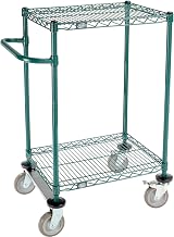 Nexel 2 Shelf Cart, Poly-Green, 24" L x 18" W x 40" H, Polyurethane Rigid Casters