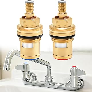 013788-45 Cold & 013787-45 Hot Ceramic Cartridge Assembly Compatible with T&S Brass Faucets, 22-Tooth Valve Stem Replacement Parts (2 Pcs)