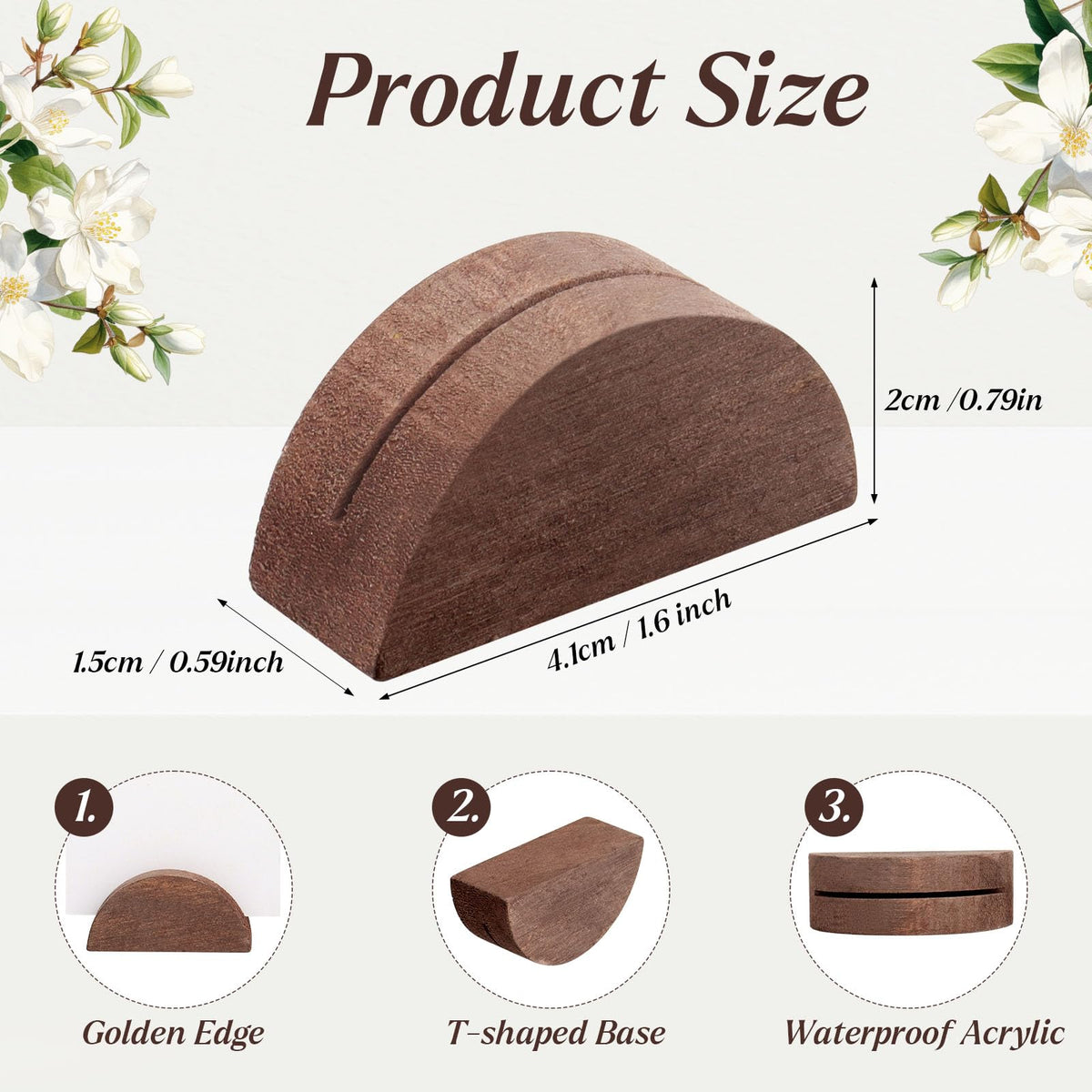 Alffun Wood Place Card Holders, Semicircular Stand, 100 Pcs Brown
