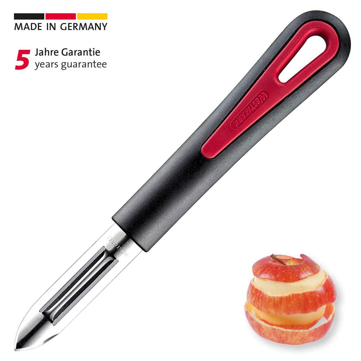 Germany Stainless Steel Vegetable Peeler (Red/Black) by Westmark – 7.3 x 1.1 x 0.8", Multi-Ply, Black/Silver/Red, Model 29062270