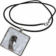 3dRose Photograph of an emu wondering what the heck all the white stuff is. Necklace With Rectangle Pendant