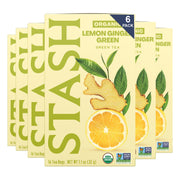 Tea Organic Lemon Ginger Green Tea by Stash – 16 Count (Pack of 6)