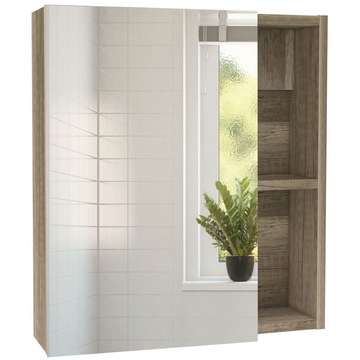 DEPOT E-SHOP Weathered Oak / 17.7"W x 19.5"H x 5.4"D / Modern Medicine Cabinets