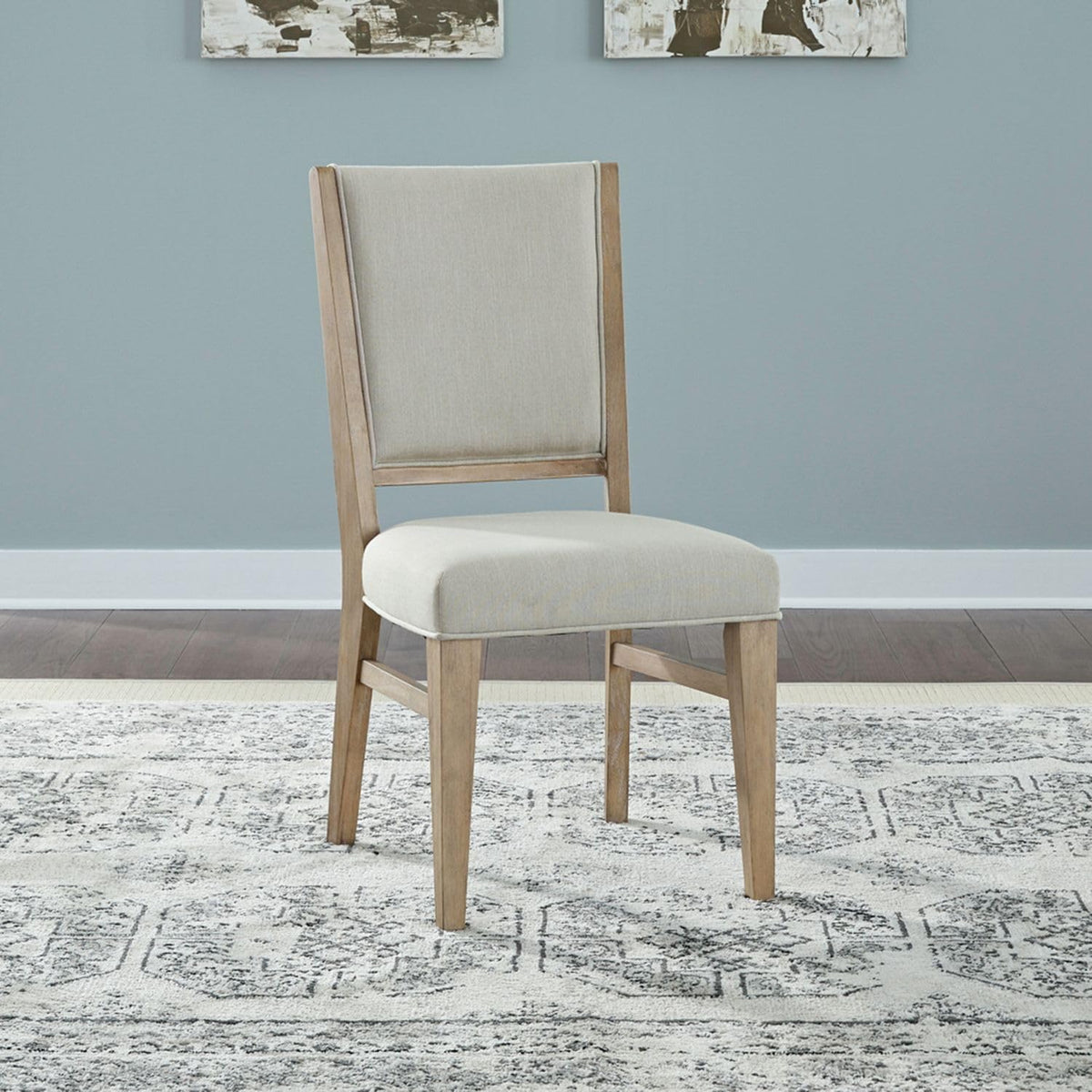 Liberty Furniture Brentwood Upholstered Panel Side Chair Contemporary Dining Room Chair - Sandstone Oak Wood by LIBERTY FURNITURE INDUSTRIES, INC. – Side Chair, Model 789-C6501S