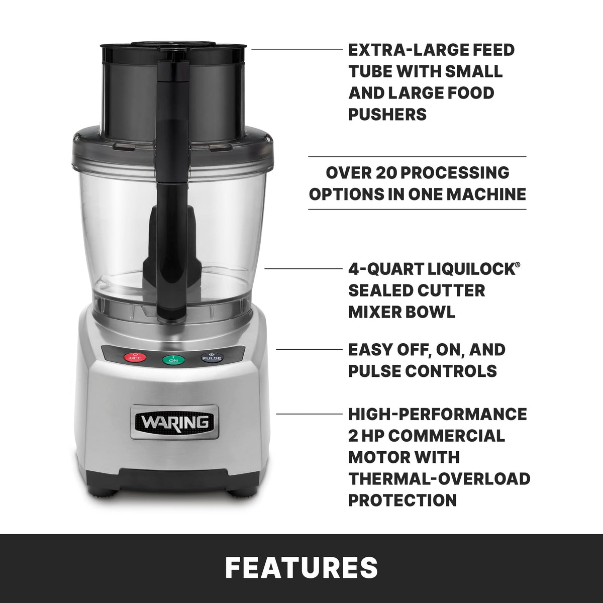 Waring 4Q Food Processor / 4 Quart / Black Food Processors