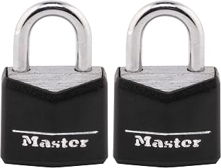 Padlock, Covered Aluminum Lock, 3/4 in. W, Black, 1-Pack, 2-Count by Master Lock – 2 Count (Pack of 1), Aluminum, Black, Model 121T