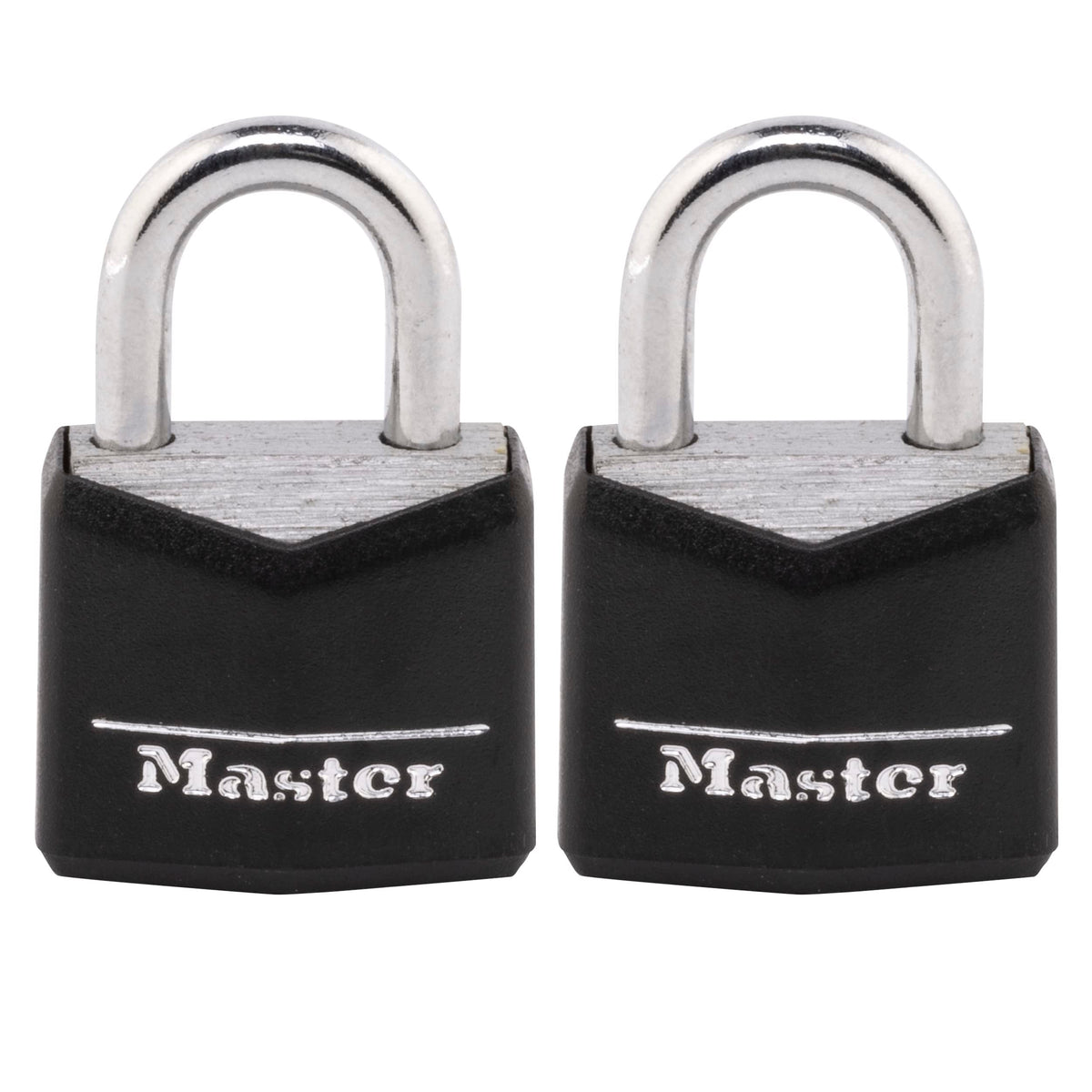 Padlock, Covered Aluminum Lock, 3/4 in. W, Black, 1-Pack, 2-Count by Master Lock – 2 Count (Pack of 1), Aluminum, Black, Model 121T