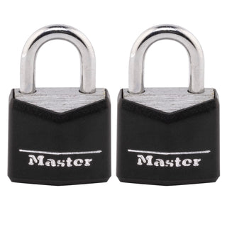 Padlock, Covered Aluminum Lock, 3/4 in. W, Black, 1-Pack, 2-Count by Master Lock – 2 Count (Pack of 1), Aluminum, Black, Model 121T