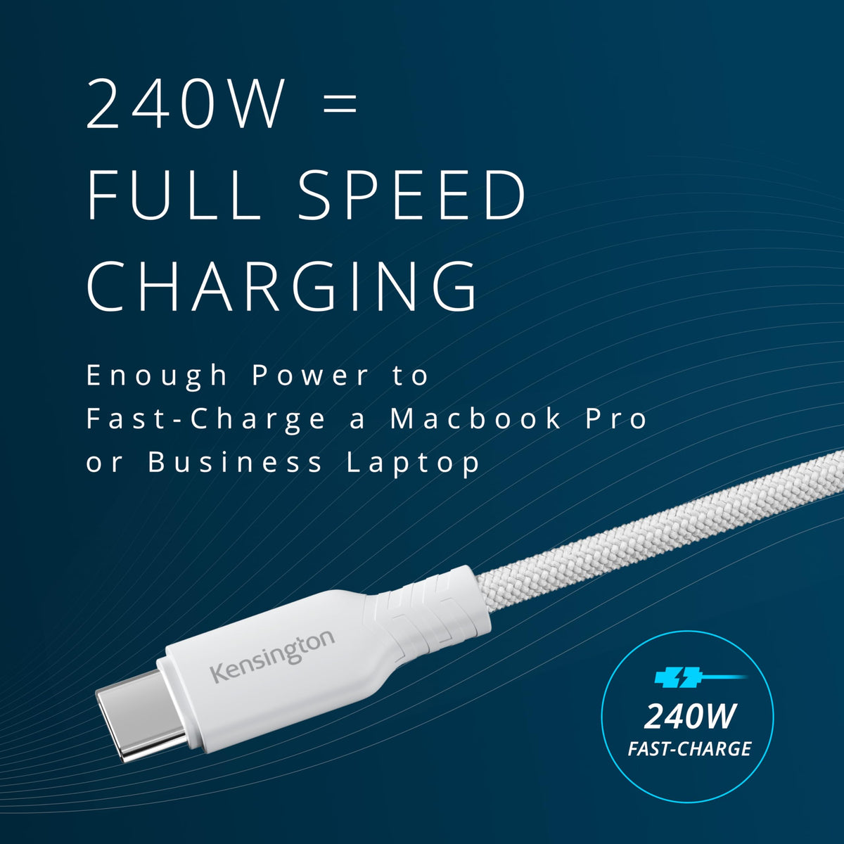 140W USB-C GaN Power Adapter 4 Port Charger with Cable by Kensington – Commercial Grade