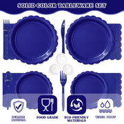 Vyntra Paper Plates and Napkins Set, 175 Pieces, Navy Blue