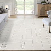 Abani Cream Area Rug – 6' x 9' – Oliver Collection – Geometric Linework Pattern – Non-Shedding, Easy to Clean – Durable for Living Room, Bedroom, or Office, Pet & Child Friendly
