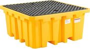 Global Industrial IBC Spill Containment Pallet with Drain, 4-Way Forklift Pockets, 365 Gallon Capacity, 8000 Lbs Capacity, 66"W x 66"D x 30"H, Bright Yellow