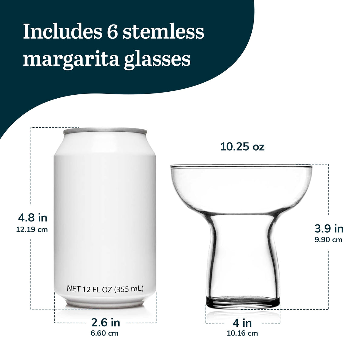 Stemless Margarita Glasses Set of by Libbey – 10.25 oz, 10.25 ounces, Glass, Stemless 6, Pack of 6