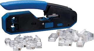 Ideal Industries IDEAL Electrical 33-396 Data/Voice Modular Plug Crimp Tool Kit, Crimping Tool for CAT3/5e/6 Cables, RJ-45 (8P8C) & RJ-11 (6P6C, 6P4C, 6P2C) w/ 20 Plugs