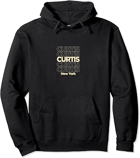 Vintage Curtis, New York Repeating Text Pullover Hoodie