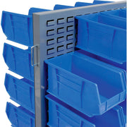 Double-Sided Mobile Rack with (48) Blue Bins by Global Industrial – Alloy Steel, Gray, Model 550180BL