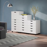 Winsome White / 1 Door, 17 Drawers / Transitional Storage Cabinets