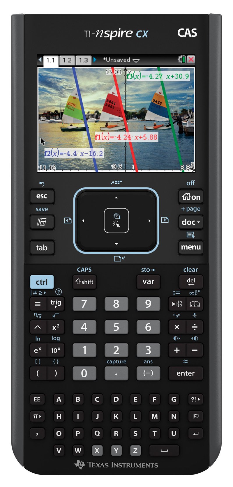 Nspire CX CAS Graphing Calculator by Texas Instruments – Standard, Plastic, Black, Model N3CAS/GC/2L1