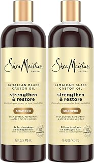 Shea Moisture Jamaican Black Castor Oil Strengthen & Restore Shampoo 2-Pack, 16 Oz Ea