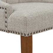 Linen-Upholstered Dining Chair Parsons Style with Legs by Furnifact – Wood, Mahogany, Pack of 2