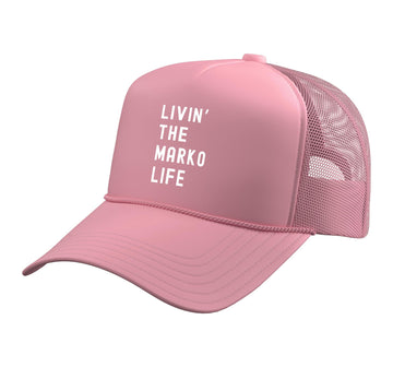 Marko Living The Marko Life Name Trucker Hat with Adjustable Mesh Back by Marko Living The Marko Life Birthday Funny – Polyester, Pink