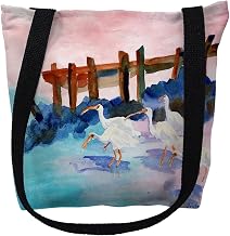 Betsydrake TY173G 18 x 18 in. White Ibises Tote Bag - Large