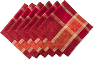 DII Harvest Wheat Jacquard Napkins, 20x20 Inch Cotton, Burnt Orange Pumpkin Vine, Set of 6