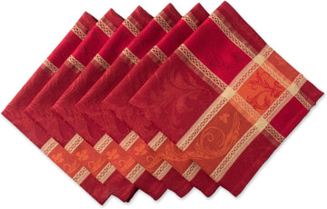 DII Harvest Wheat Jacquard Napkins, 20x20 Inch Cotton, Burnt Orange Pumpkin Vine, Set of 6