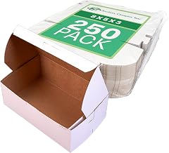 Premium Clay Coated Kraft Paperboard White Non-Window Lock Corner Bakery Box by SOUTHERN CHAMPION TRAY – 8" L x 5" W x 3" H - 250ct, Cardboard, White, Pack of 250, Model 0925