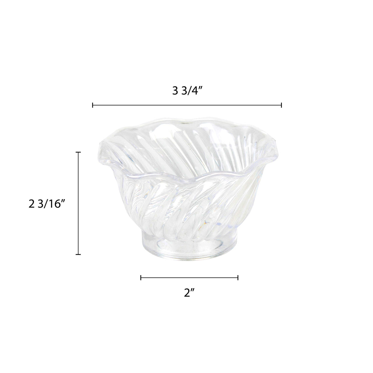 5 oz plastic swirl dessert dish by Thunder Group – 5oz, 5.0 ounces, Plastic, Clear, Pack of 12