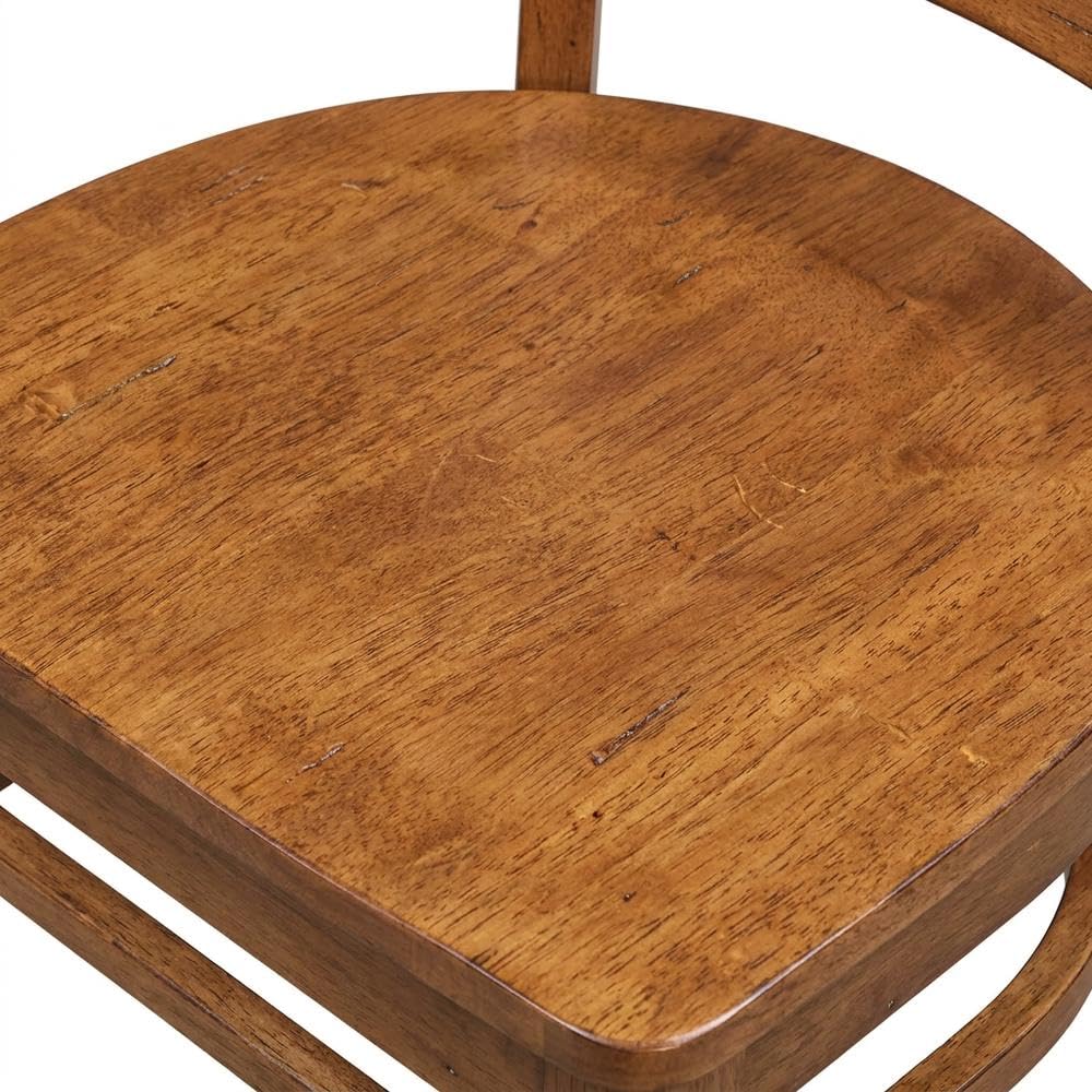 Solid Hardwood Side Chair with Distressed-Finish by Furnifact – Wood, Distressed Oak