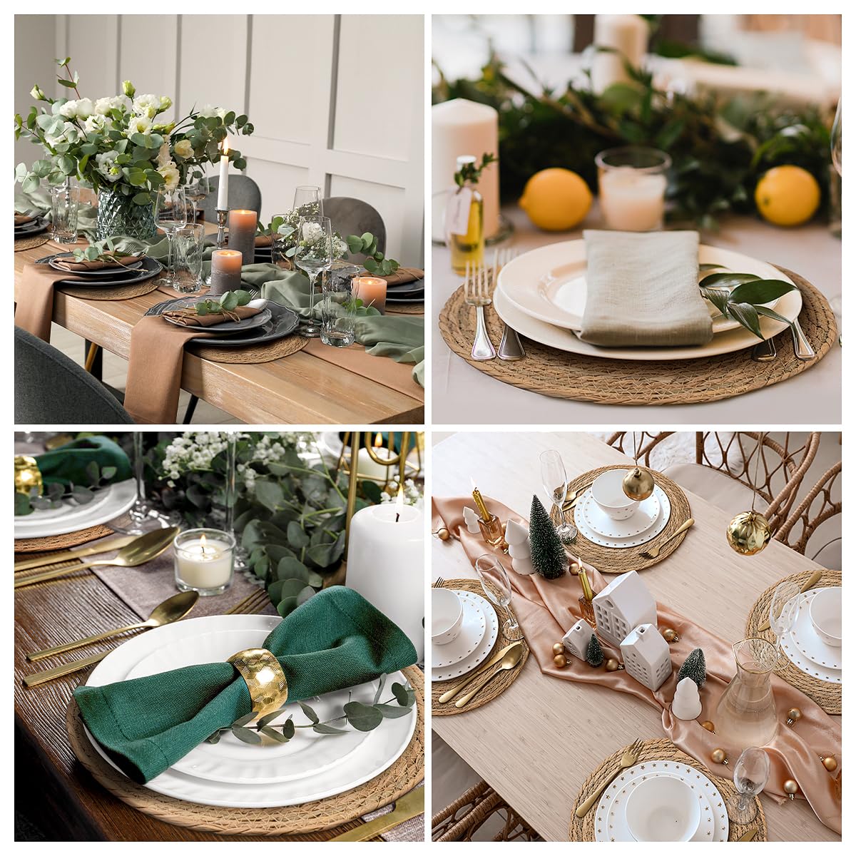 Bavify Round Woven Placemats, 13 Inch Diameter, Set of 10, Natural