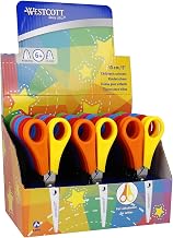 Westcott E-2151S Kids Scissor witch cm-scale, pointed tip, 5"/13 cm, 30 pcs. assorted, right- and lefthanded use