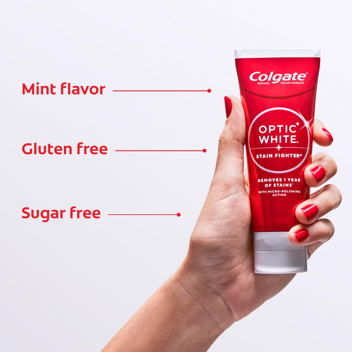 Optic White Stain Fighter Whitening Toothpaste by Colgate – 3.8 Ounce (Pack of 4), White, Pack of 4, Model 61057377