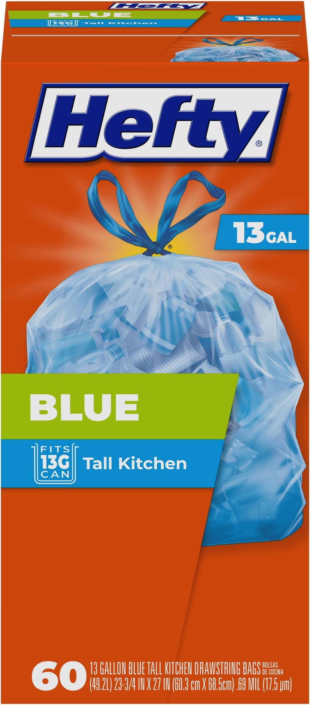 Hefty 60 Count (Pack of 6) / Blue / 1 Trash Bags