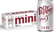 Diet Dr Pepper Soda, 7.5 fl oz mini cans, 10 pack