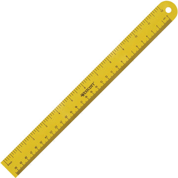 Straight Magnetic Ruler by Westcott – Single, Metal, yellow, Model 15990