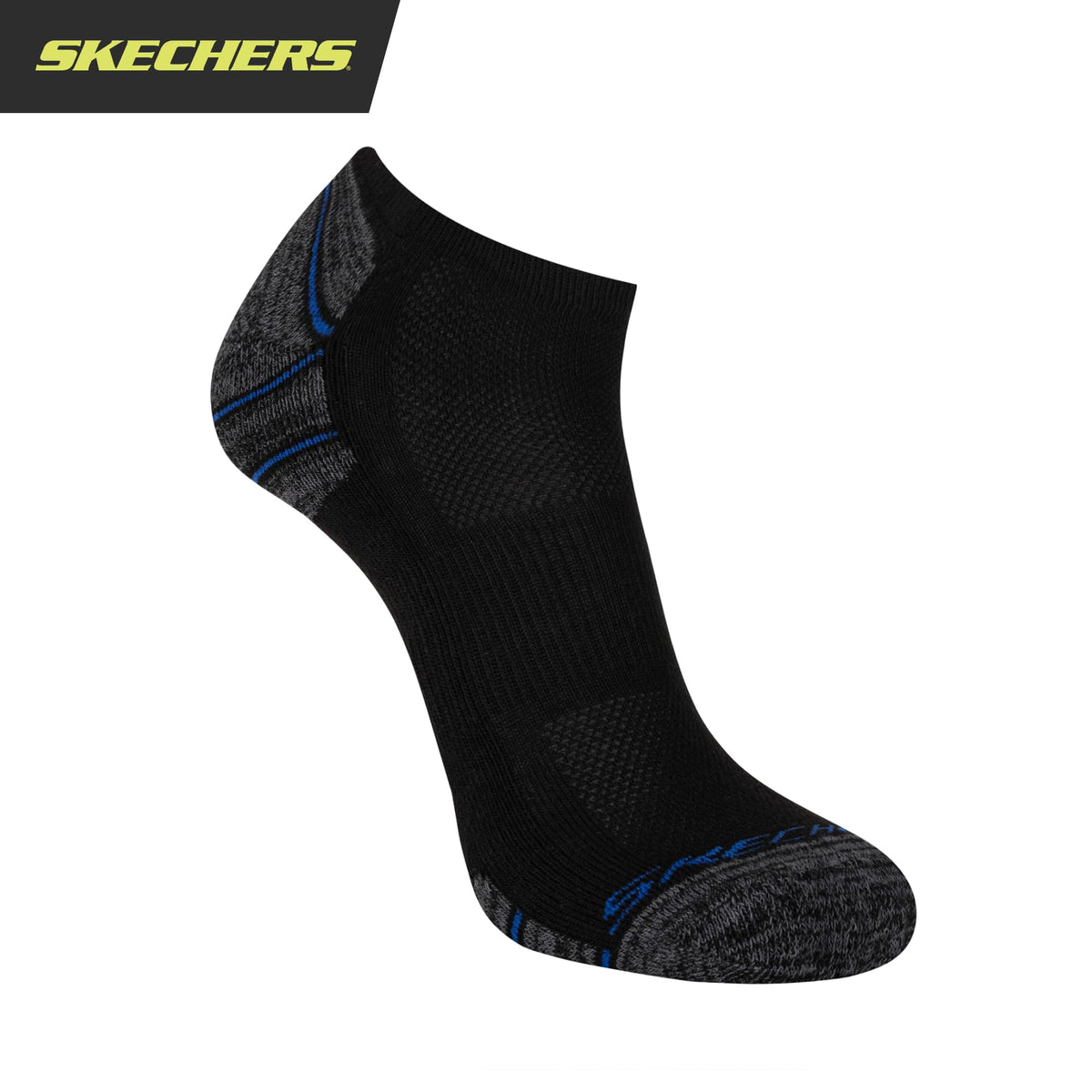 mens 6 Pack Low Cut Running Socks by Skechers – Cotton, Black, Pack of 6, Model S113984