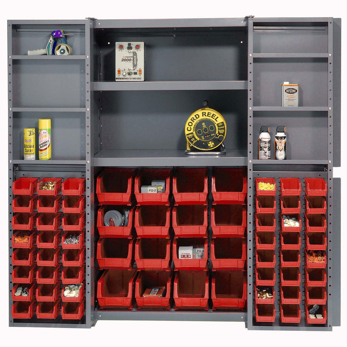Deep Door Bin Cabinet by Global Industrial – 16 Gauge Steel, Grey, Model 662139RD