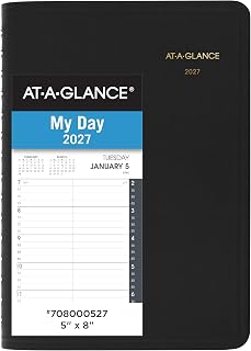AT-A-GLANCE 2027 Appointment Book Planner, Daily, 5" x 8", Quarter-Hour, Black (708000527)