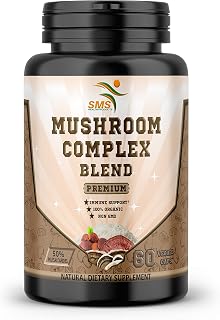 Mushroom Supplement Capsules - 50% polysaccharides - 60 Veggie Capsules - 2000mg Daily - Lion's Mane, Reishi Ganoderma, Turkey Tail - Brain, Energy, Focus