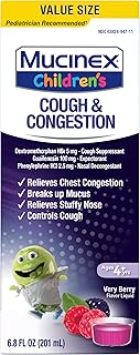 Mucinex Children’s Cough & Congestion, Multi-Symptom Relief, Cough Suppressant, Expectorant, Nasal Decongestant, Very Berry Flavor, 6.8 FL OZ