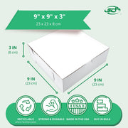 SOUTHERN CHAMPION TRAY 9" x 9" x 3" / White Non-Window / White Bakery Take Out Containers